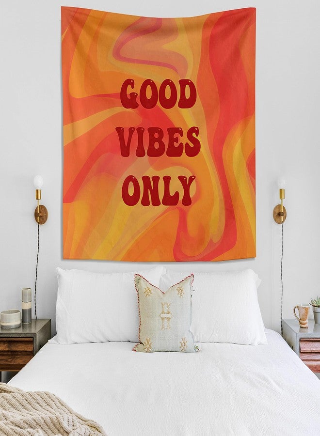 Knibeo Abstract Groovy Hippie Tapestry, Retro 70s 80s Home Decor Aesthetic, 50x60 Inch Preppy Tapestries Wall Hangings, Hippie Wall Decor, Orange Living Room Decor, Trendy Room Decor - Image 2